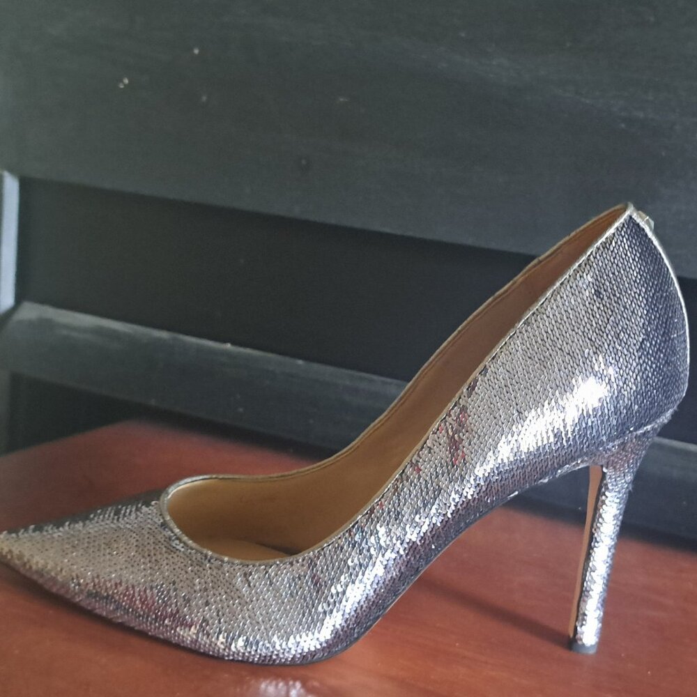 Sam Edelman Hazel Pewter Sequin Heels